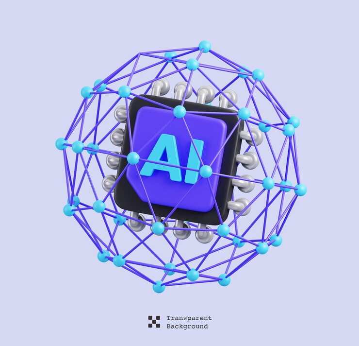PSD ai-netwerkicon geïsoleerde ai-ondersteuning en kunstmatige intelligentie technologie concept 3d render