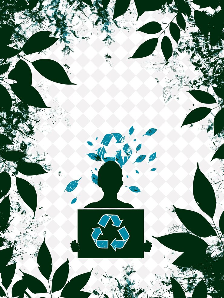 PSD ai powered environmental club trzyma znak przed płaską ilustracją projektu tła