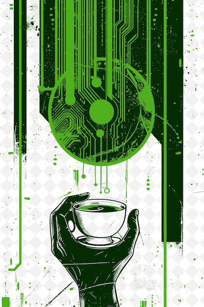 Ai Powered Hackathon Trzymając kawę w Hackathon Czerwony E Flat Ilustracja Projekt tła