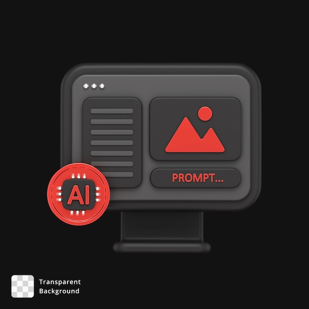 AI-powered image generation on a computer monitor with a prompt button