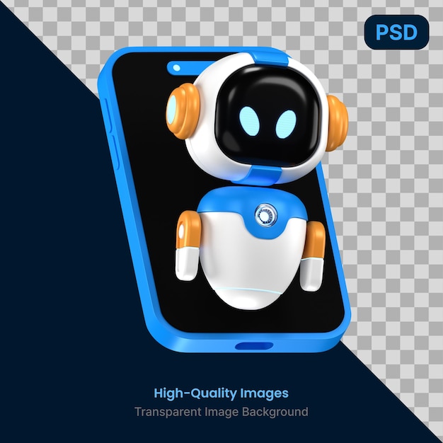 AI-robot 3D-illustrationer transparent PNG