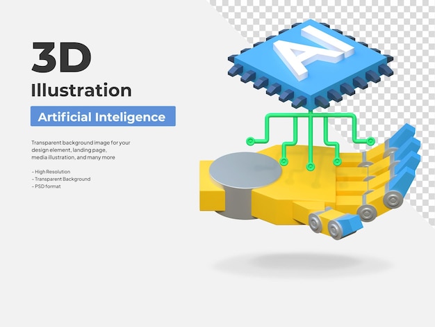 Ai robot hand artificial intelligence icon 3d illustration