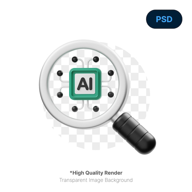 PSD ai search 3d icon premium psd