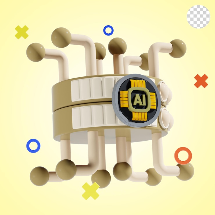 PSD ai server 3d icon and illustration