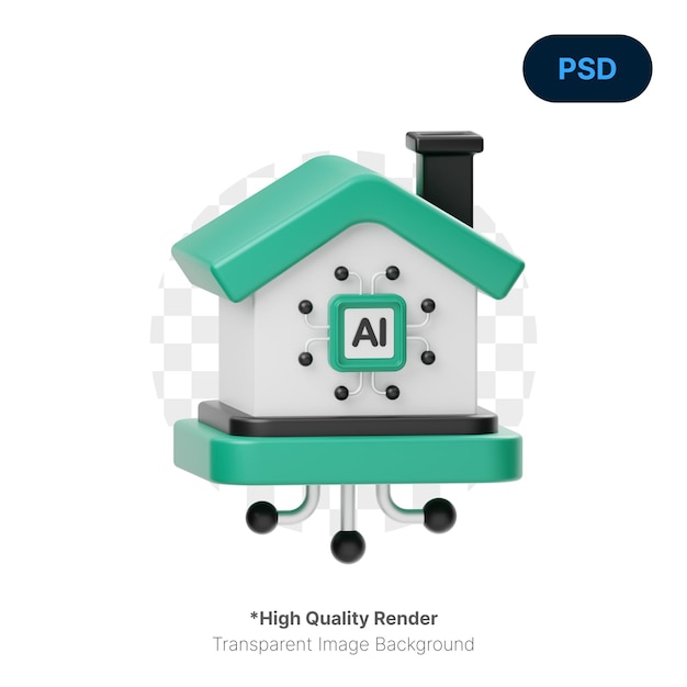 Ai smart home 3d icon premium psd