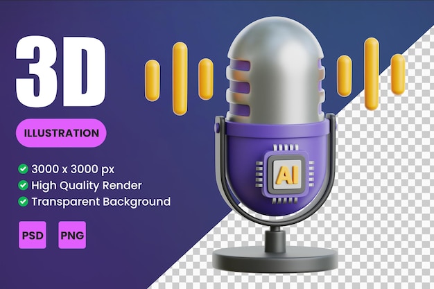 PSD ai voice generator 3d icon illustrations