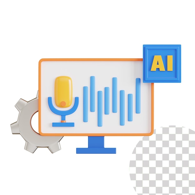 PSD Иконка 3d распознавания голоса ai