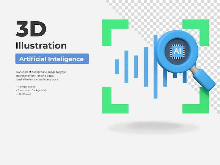 PSD ai voice recognition artificial intelligence icon 3d illustration
