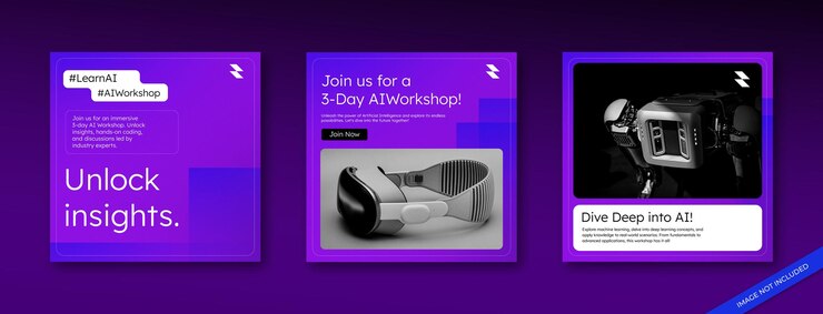 PSD ai workshop webinar social media post template purple gradient background