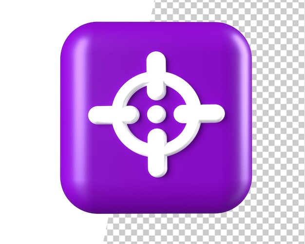 PSD aim purple icon 3d sign