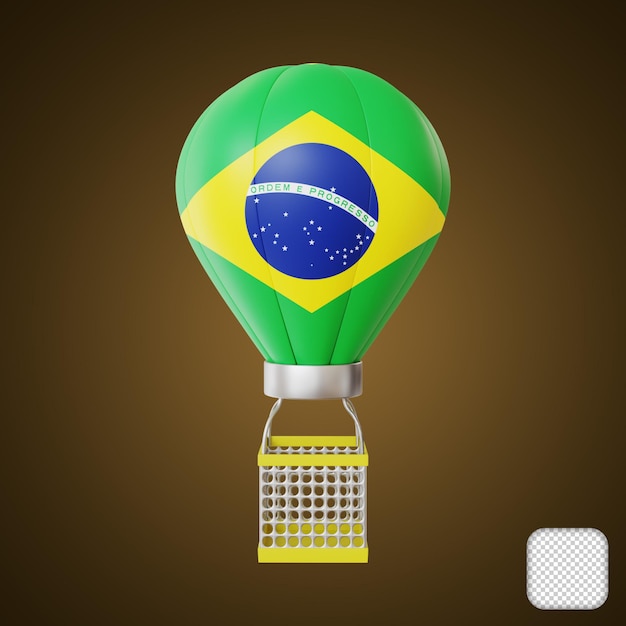 Air balloon brazil flag element 3d illustration