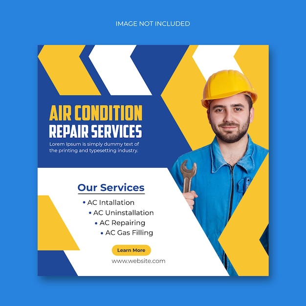 PSD air condition repair service social media post template