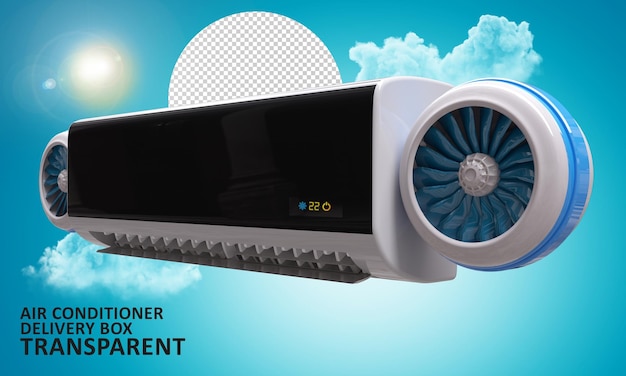 PSD air conditioner fast delivery , 3d render , fast delivery concept , logistics