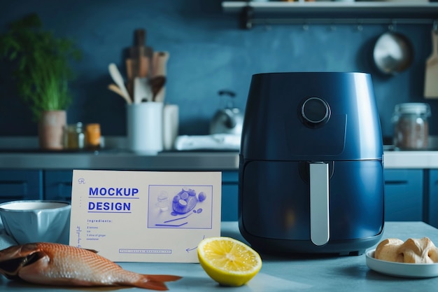 PSD air fryer  in kitchen mockup