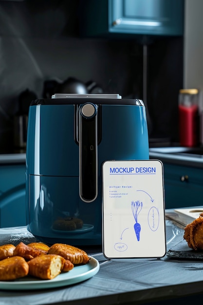 Air fryer  in kitchen mockup