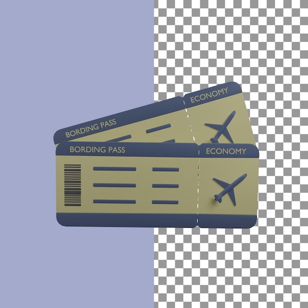 Air Plane Ticket in 3d render for graphic asset web presentation or other