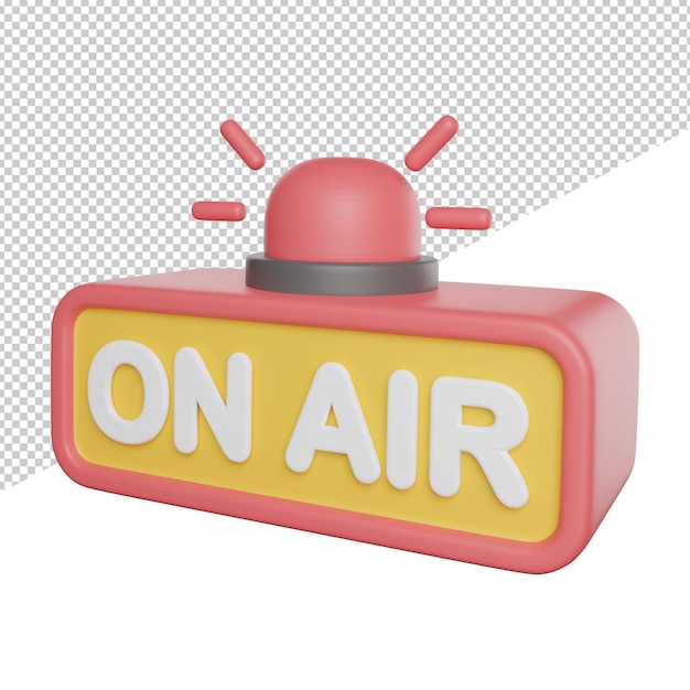 PSD on air television side view 3d rendering icon illustration on transparent background