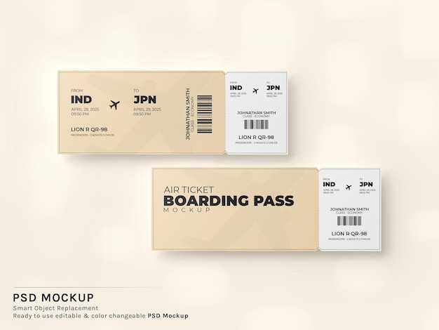 Air Ticket and Boarding Pass Mockup