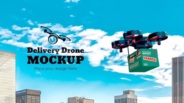 PSD air transportation drone mockup