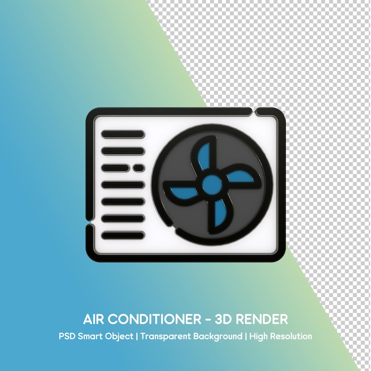 PSD airconditioner - 3d-rendering met doorzichtige achtergrond
