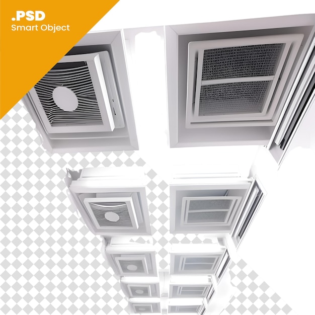 PSD airconditioners geïsoleerd op een witte achtergrond 3d render psd sjabloon