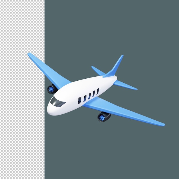 PSD airplane 3d illustration flying plane in cartoon style