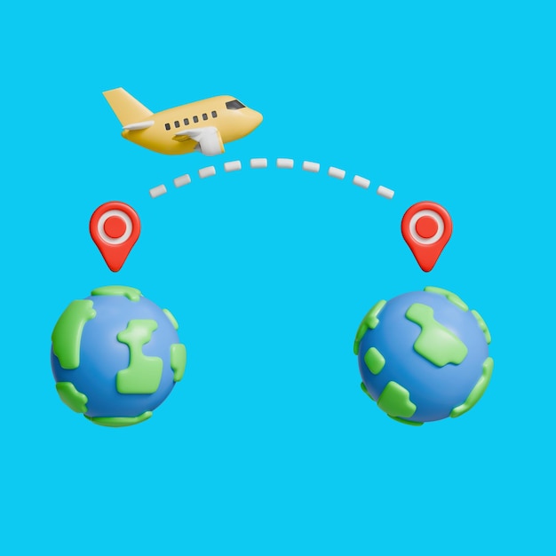 airplane flight path 3d icon