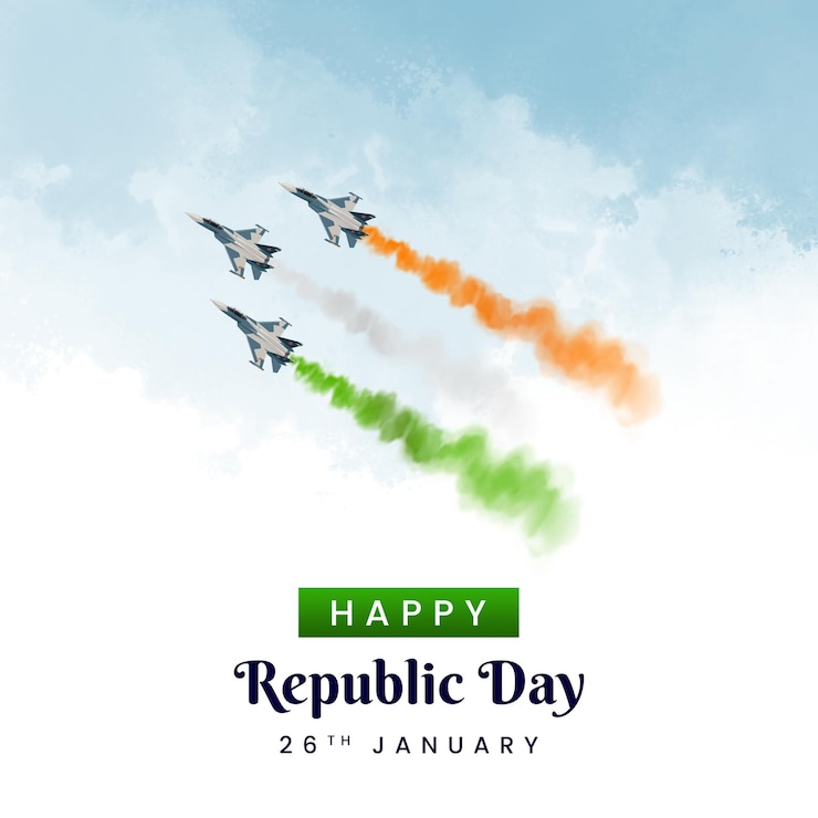 PSD airplane flying on 26 january republic day of india social media post vector