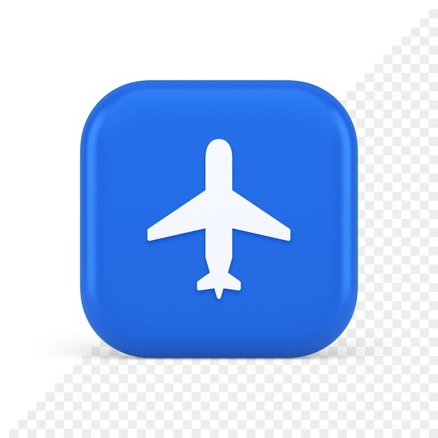 PSD icona realistica 3d della registrazione del passeggero del servizio digitale del pulsante di check-in online dell'aeroplano