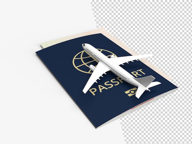 The airplane and the passport for air transport media and tourism during high season for travel tran