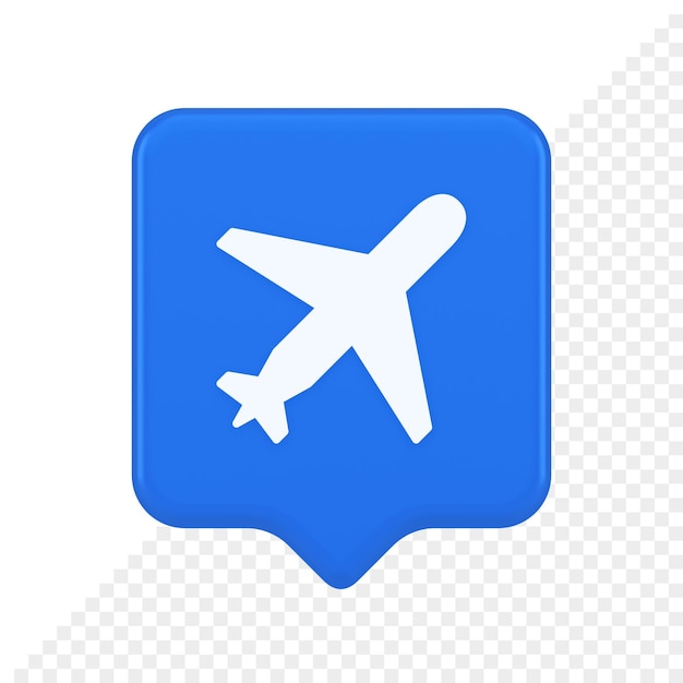 PSD airplane plane travel button flying vehicle commercial jet navigation 3d realistic speech bubble icon