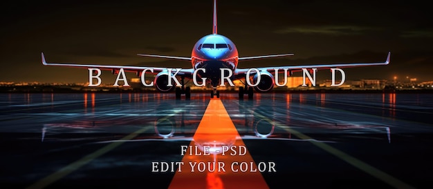 PSD airplane runway at night flashes of light orange blue red