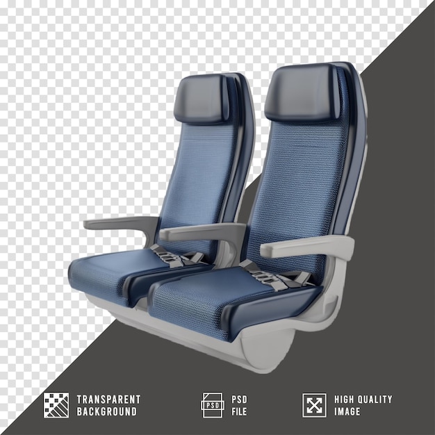 Airplane seats on transparent background