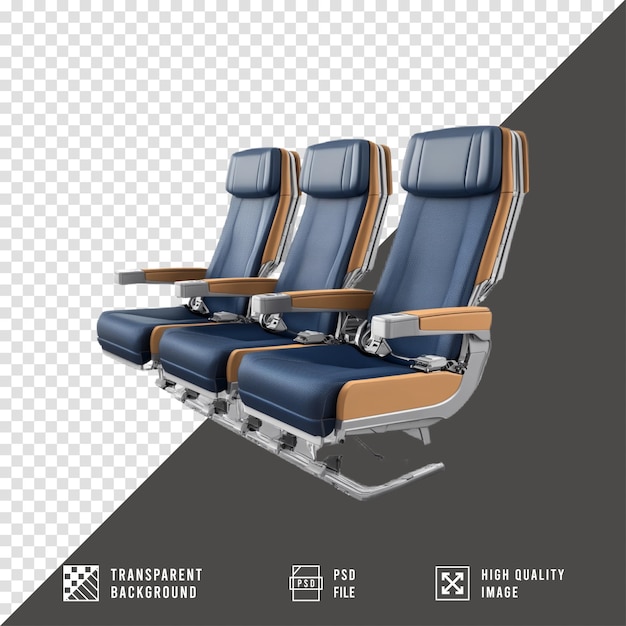 airplane seats on transparent background