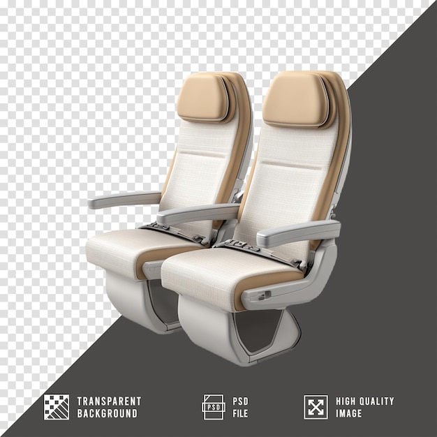 Airplane seats on transparent background