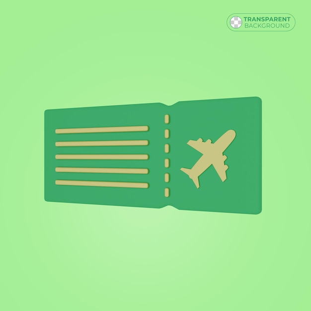 PSD airplane ticket illustration concept in 3d render