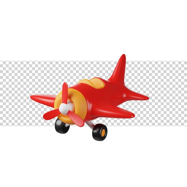 PSD giocattolo dell'aeroplano con icona di rendering 3d di colore rosso per sito web o app o gioco aeroplano semplice e divertente per