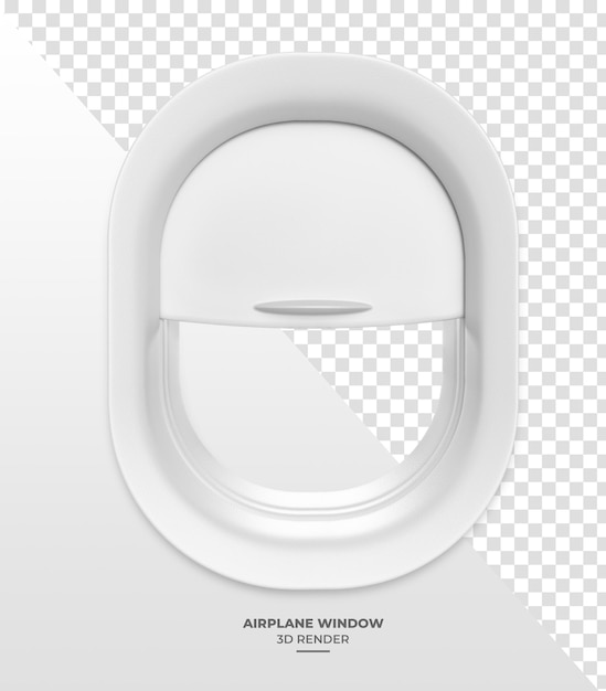 PSD airplane window in 3d render with transparent background