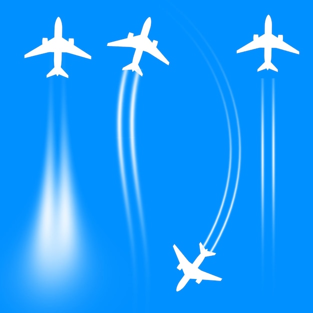 Airplanes flying in the blue sky