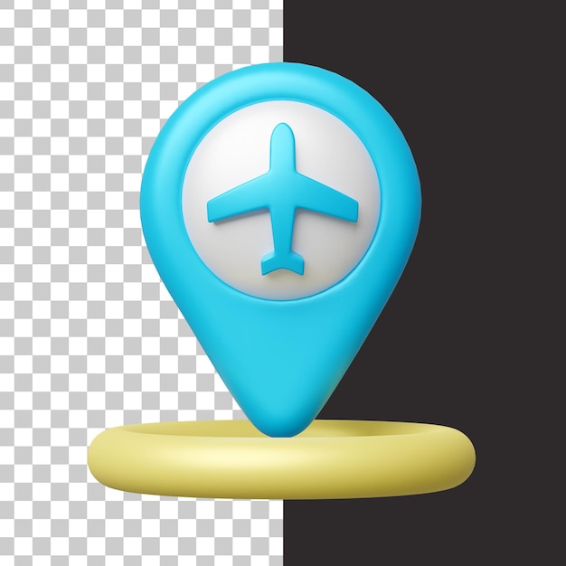 airport location 3d icon illustration