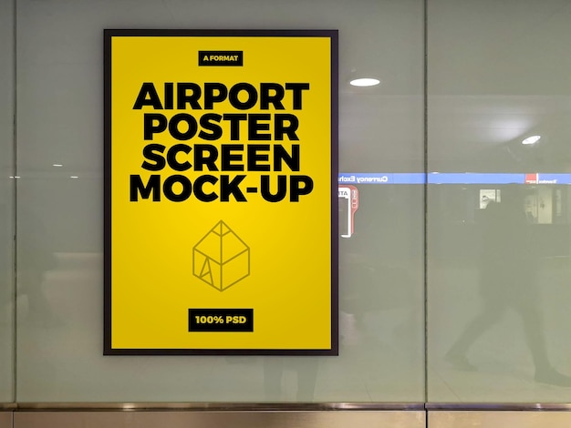공항 포스터 스크린 목업