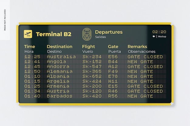 PSD airport screen mockup, front view