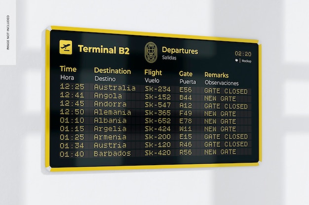 Airport Screen Mockup, Low Angle View