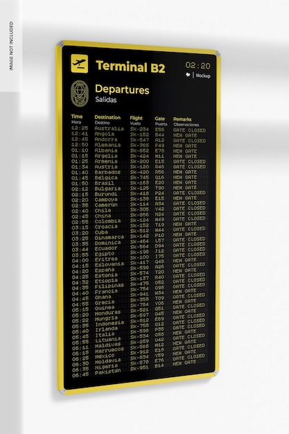 PSD airport screen mockup, side view