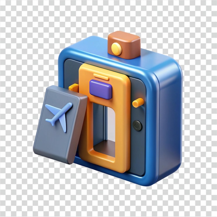 PSD airport security checkpoint 3d icon design of passenger screening process