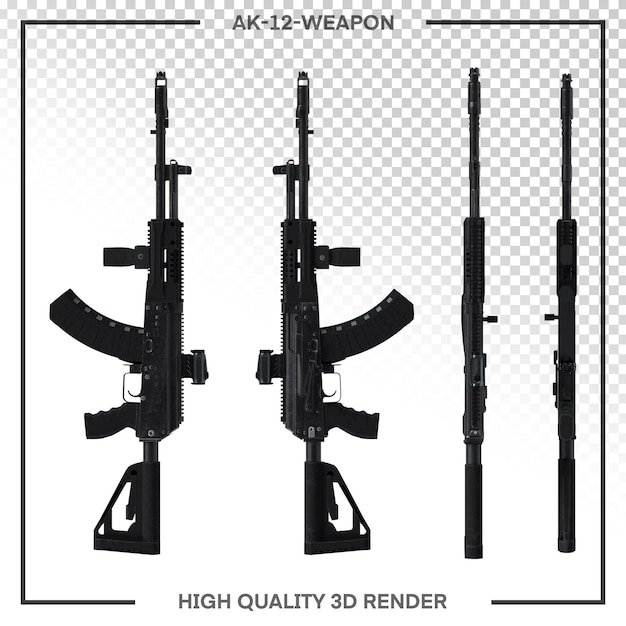 PSD ak 12 wapen in verschillende hoeken hoge kwaliteit 3d render png