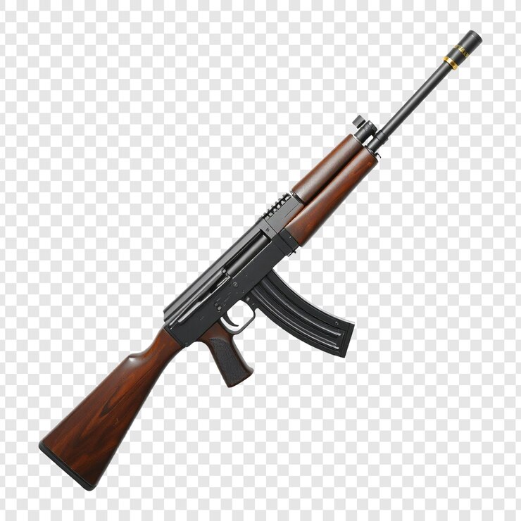 PSD 투명한 배경에 고립된 ak-47 공격 소총 또는 총