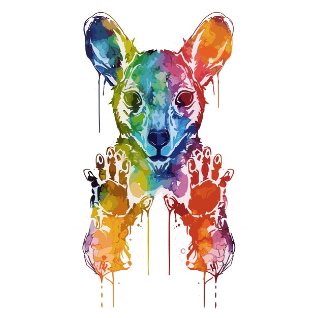 PSD akangaroo paw acquarello tshirt design grafico illustrazione acquarello png psd