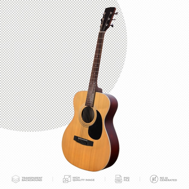 Akoestische gitaar op doorzichtige achtergrond PSD