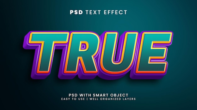 Äkta redigerbar 3D-texteffekt med textstilen ja och test